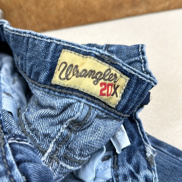 Boys Retro Wrangler Blue Jeans Bootcut Jeans Adjustable Waist - Picture 3 of 8